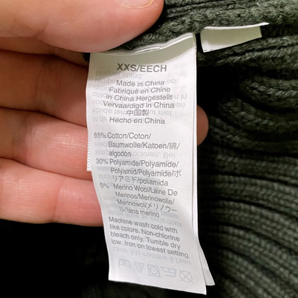 Cabincore Poncho Style J Crew Short Sleeve Turtleneck‎ Sweater Forest Green XXS